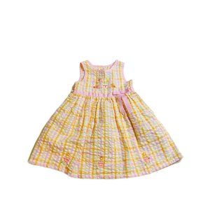Youngland Girls Pastel Seersucker Flower Pot Garden Dress 2T